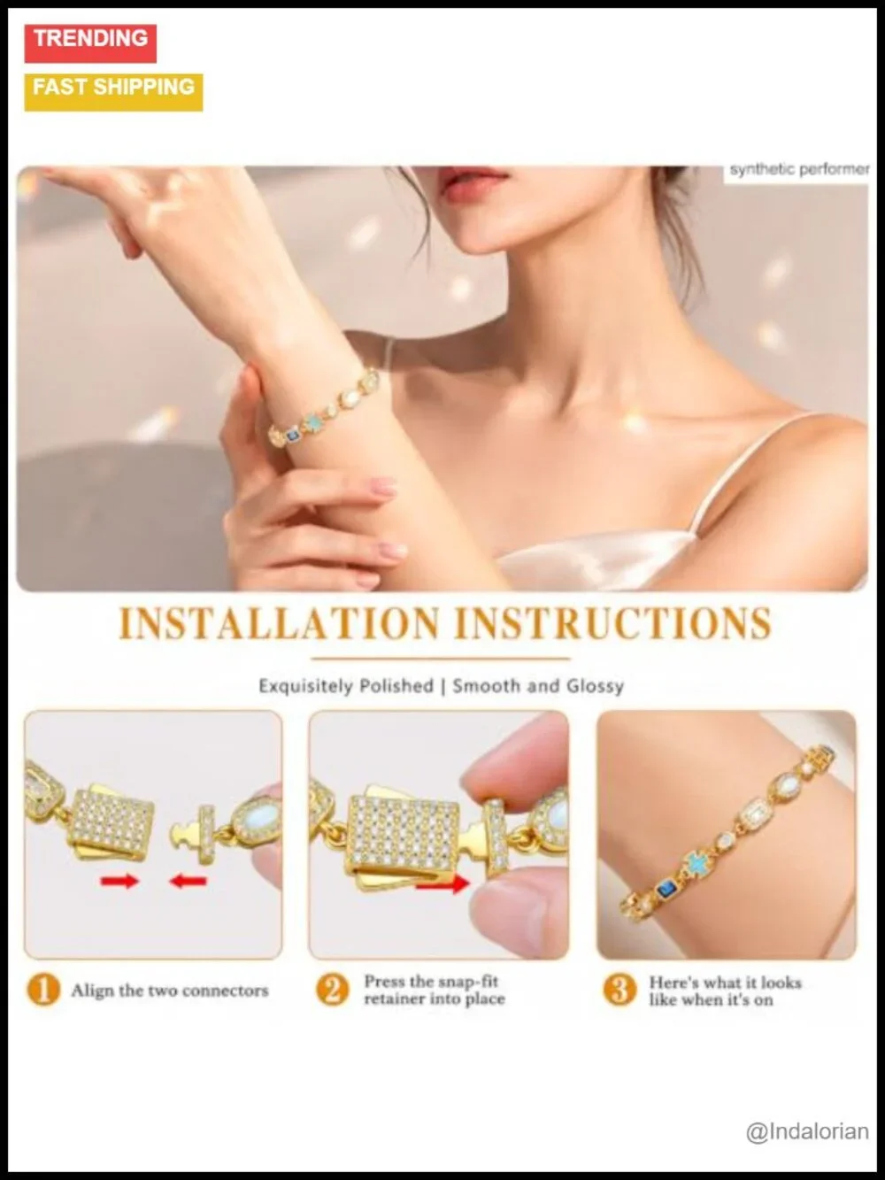 18K Gold Plated Tennis Bracelet AAAAA Cubic Zirconia 6 mm 8 in
